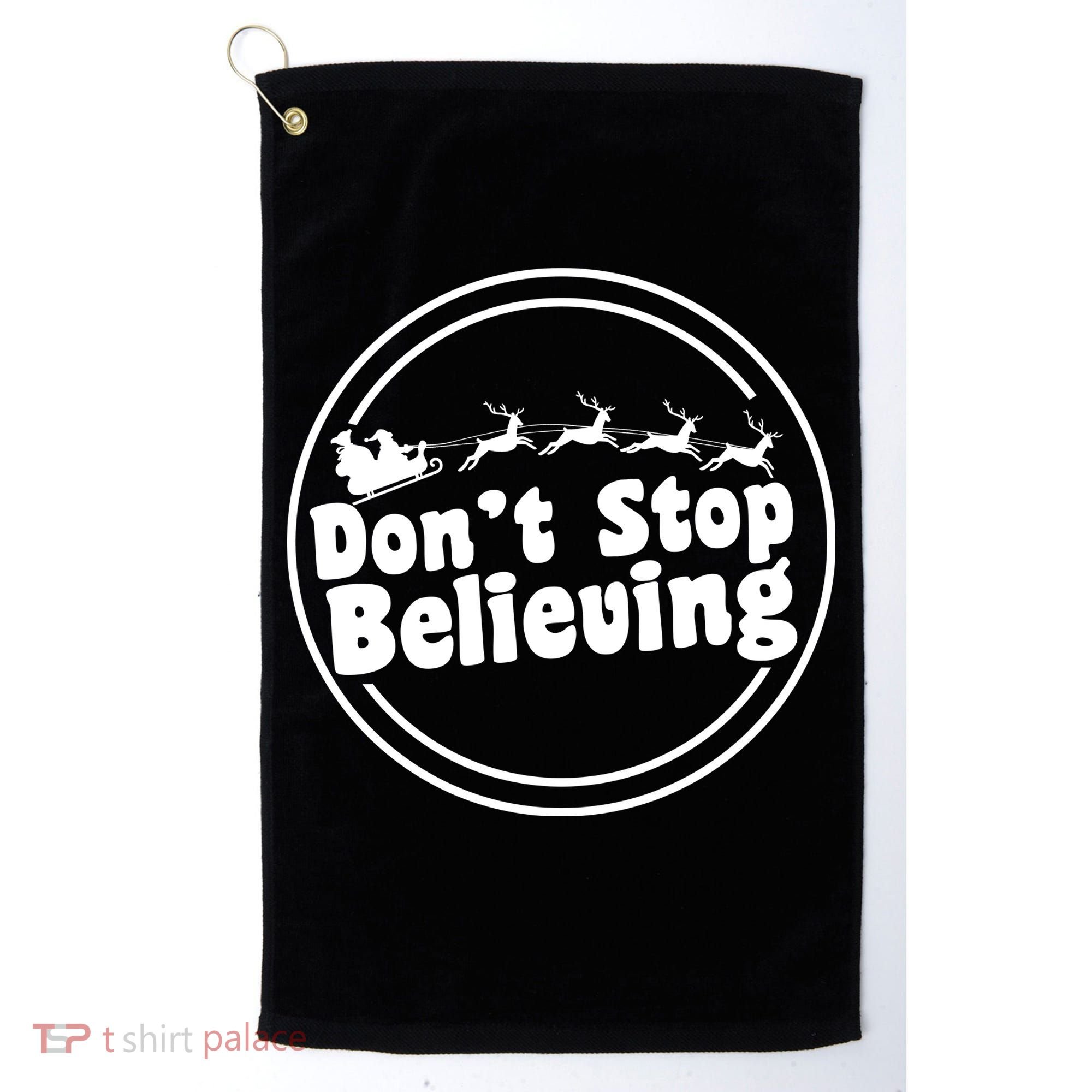 Don't Stop Believing Santa Sleigh Christmas Golf Towel