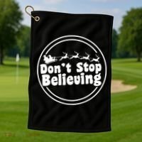 Don't Stop Believing Santa Sleigh Christmas Golf Towel thumb 1