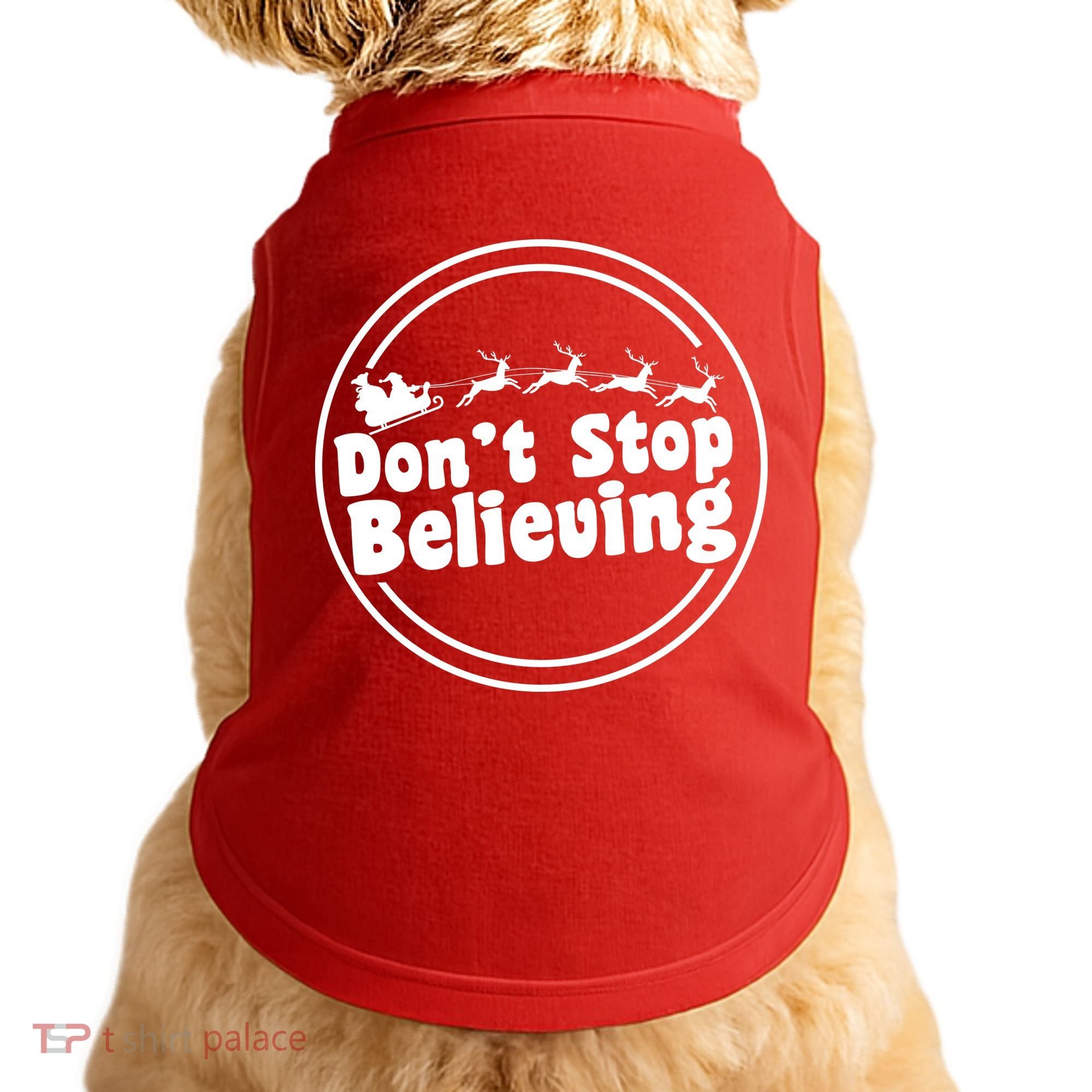 Don't Stop Believing Santa Sleigh Christmas Doggie Tank