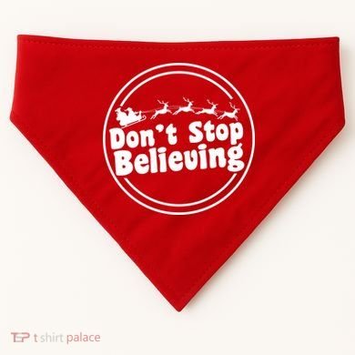 Don't Stop Believing Santa Sleigh Christmas USA-Made Doggie Bandana