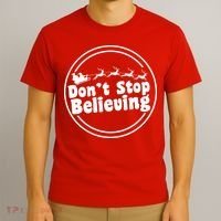 Don't Stop Believing Santa Sleigh Christmas T-Shirt thumb 3
