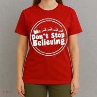 Don't Stop Believing Santa Sleigh Christmas T-Shirt thumb 4