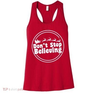 Don't Stop Believing Santa Sleigh Christmas Women's Tank Top