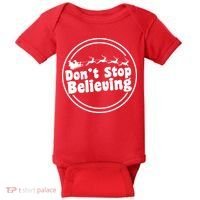 Don't Stop Believing Santa Sleigh Christmas Baby Bodysuit thumb 0