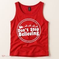 Don't Stop Believing Santa Sleigh Christmas Tank Top thumb 2