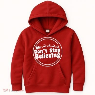 Don't Stop Believing Santa Sleigh Christmas Kids Hoodie