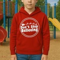 Don't Stop Believing Santa Sleigh Christmas Kids Hoodie thumb 2