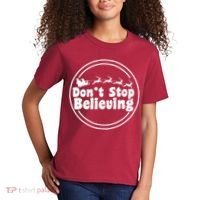 Don't Stop Believing Santa Sleigh Christmas Kids T-Shirt thumb 2