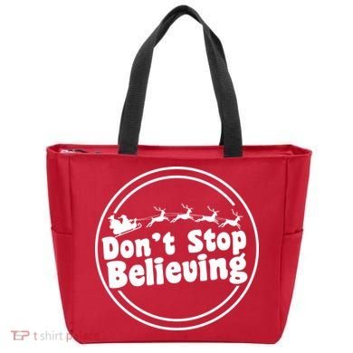 Don't Stop Believing Santa Sleigh Christmas Tote Bag