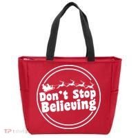 Don't Stop Believing Santa Sleigh Christmas Tote Bag thumb 0