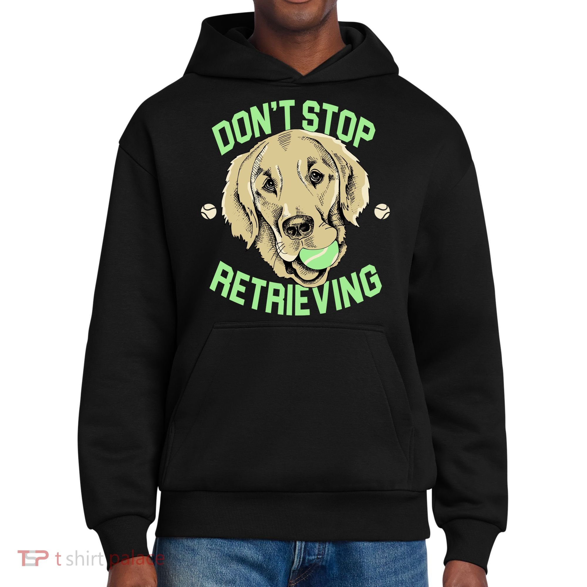 Don't Stop Retrieving Funny Golden Retriever District V.I.T. Heavyweight Hoodie