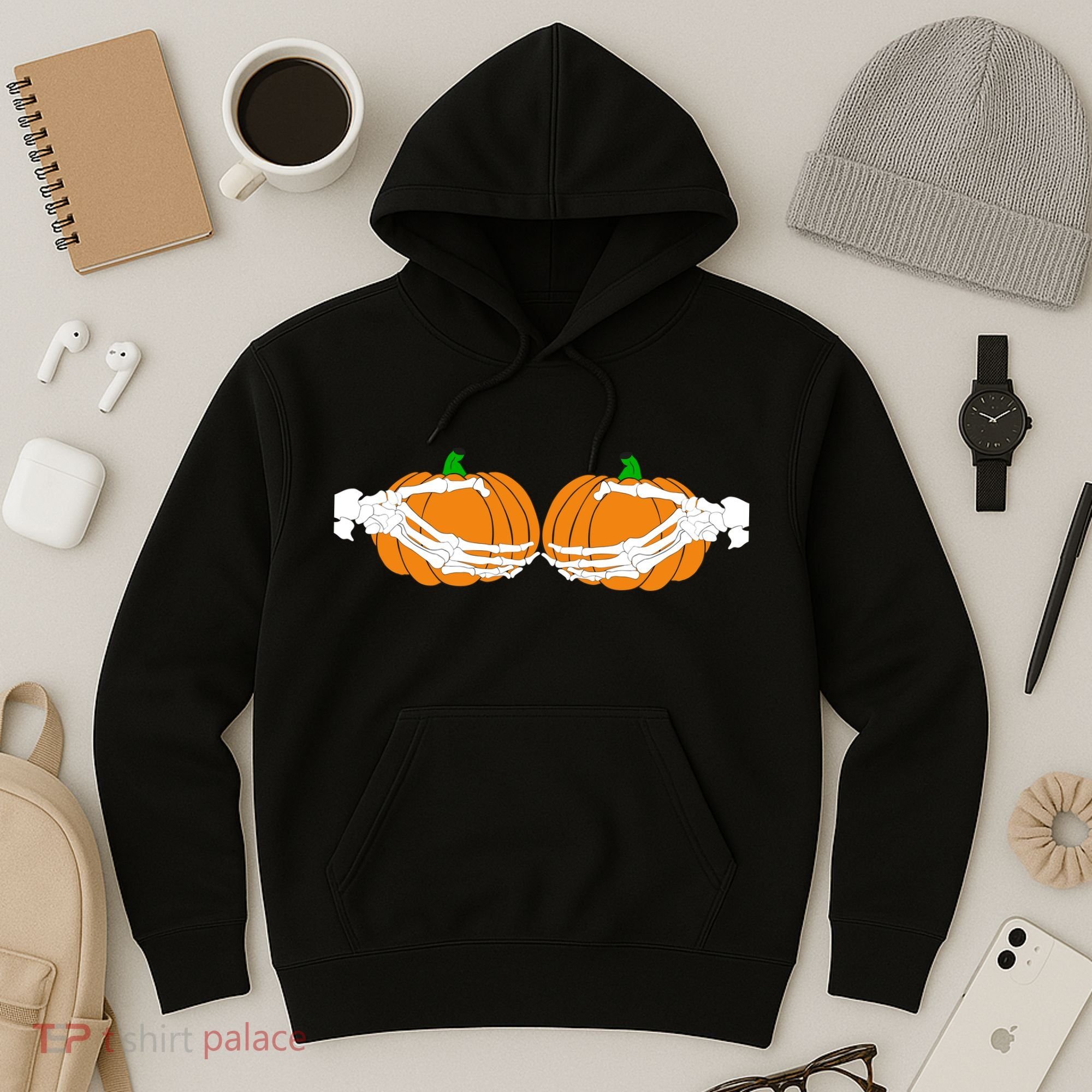 Don't Touch My Pumpkins Skeleton Hands Hoodie