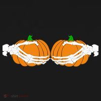 Don't Touch My Pumpkins Skeleton Hands Button thumb 1