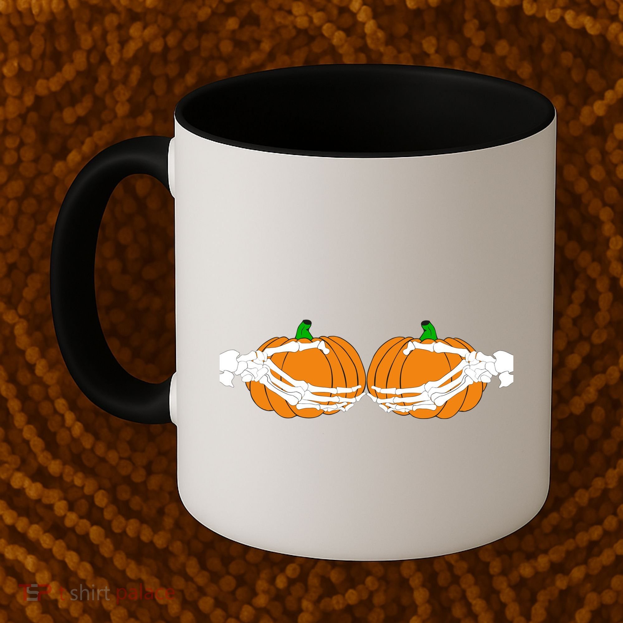 Don't Touch My Pumpkins Skeleton Hands Coffee Mug