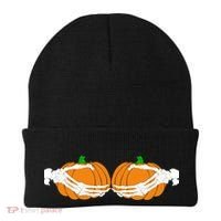 Don't Touch My Pumpkins Skeleton Hands Beanie thumb 0