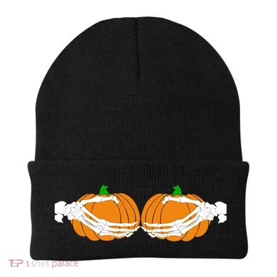 Don't Touch My Pumpkins Skeleton Hands Beanie