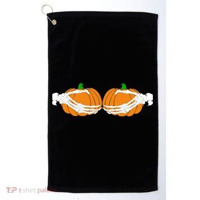 Don't Touch My Pumpkins Skeleton Hands Golf Towel