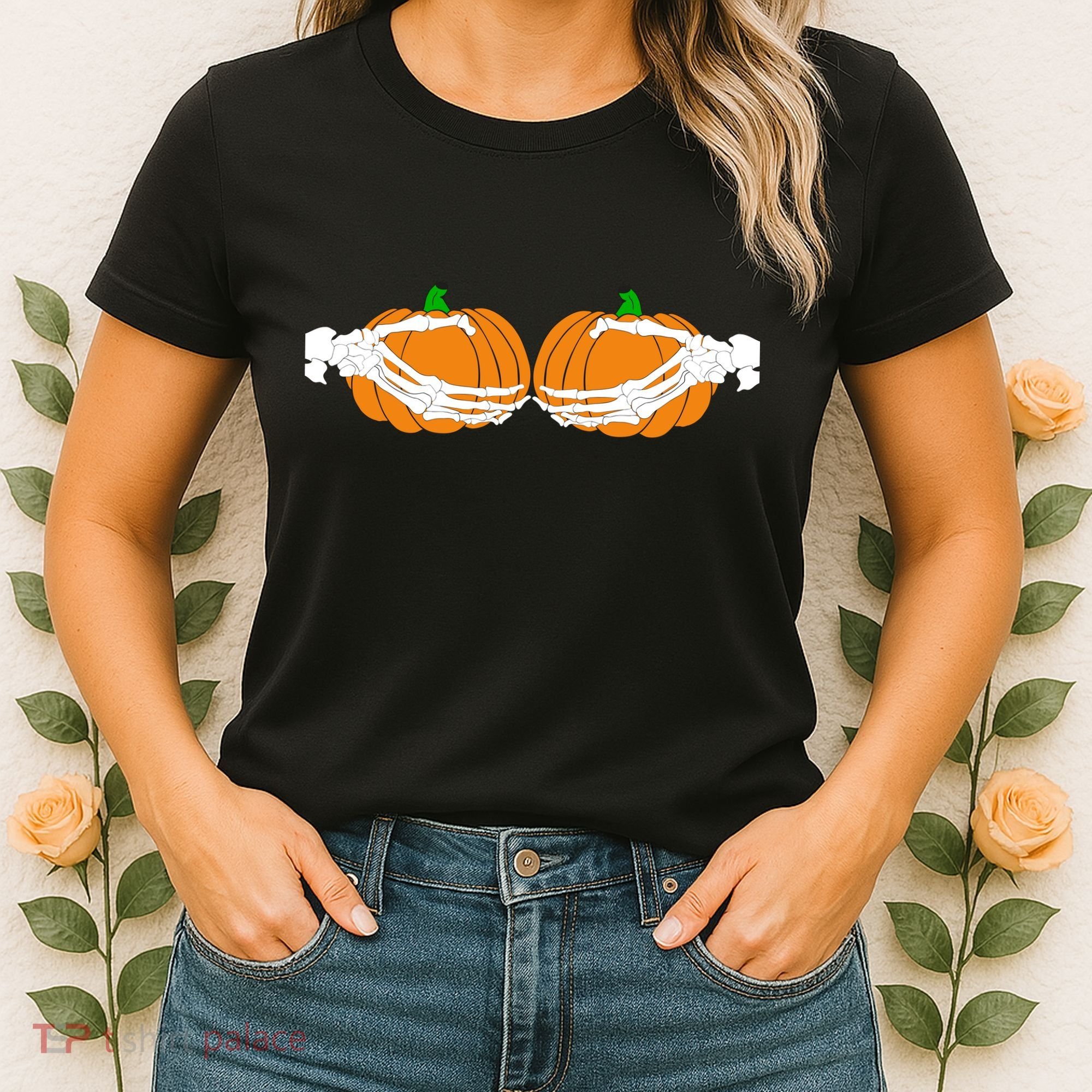 Don't Touch My Pumpkins Skeleton Hands Women's T-Shirt
