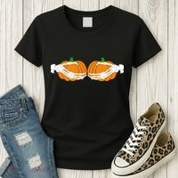Don't Touch My Pumpkins Skeleton Hands Women's T-Shirt thumb 3