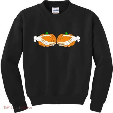 Don't Touch My Pumpkins Skeleton Hands Kids Sweatshirt