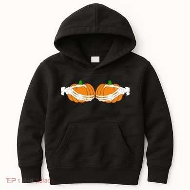 Don't Touch My Pumpkins Skeleton Hands Kids Hoodie