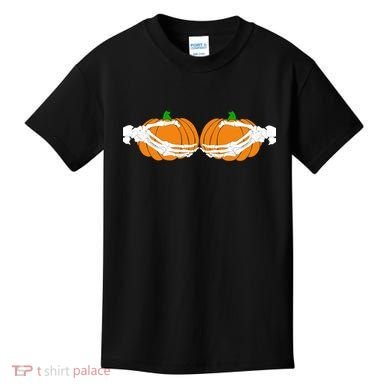 Don't Touch My Pumpkins Skeleton Hands Kids T-Shirt