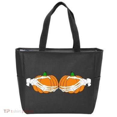 Don't Touch My Pumpkins Skeleton Hands Tote Bag