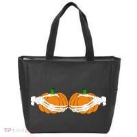 Don't Touch My Pumpkins Skeleton Hands Tote Bag thumb 0