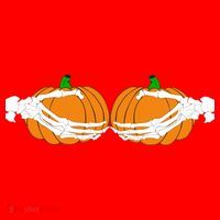 Don't Touch My Pumpkins Skeleton Hands Santa Hat thumb 1