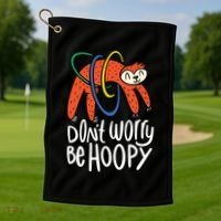Don't Worry Be Hoopy Sloth Golf Towel thumb 1