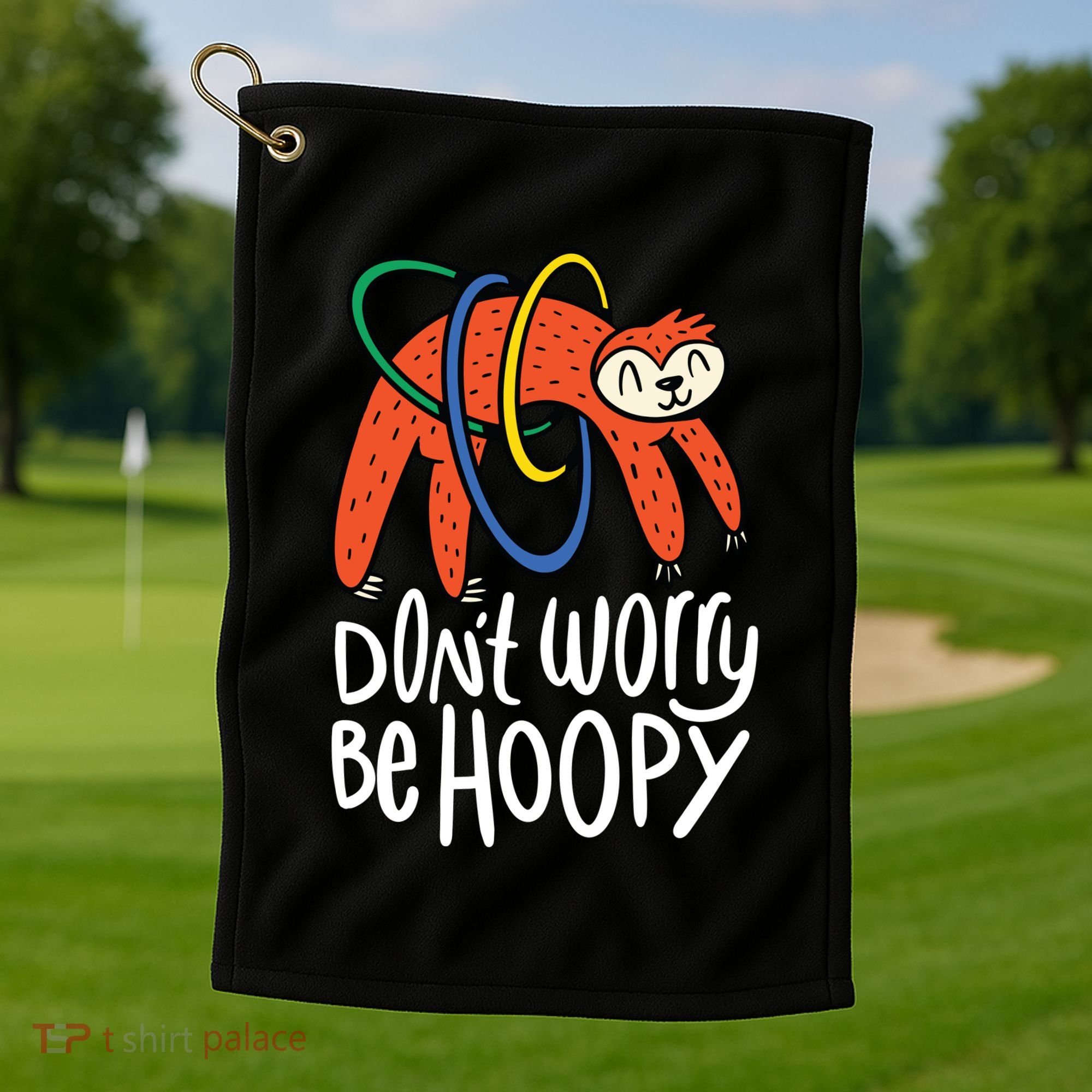 Don't Worry Be Hoopy Sloth Golf Towel