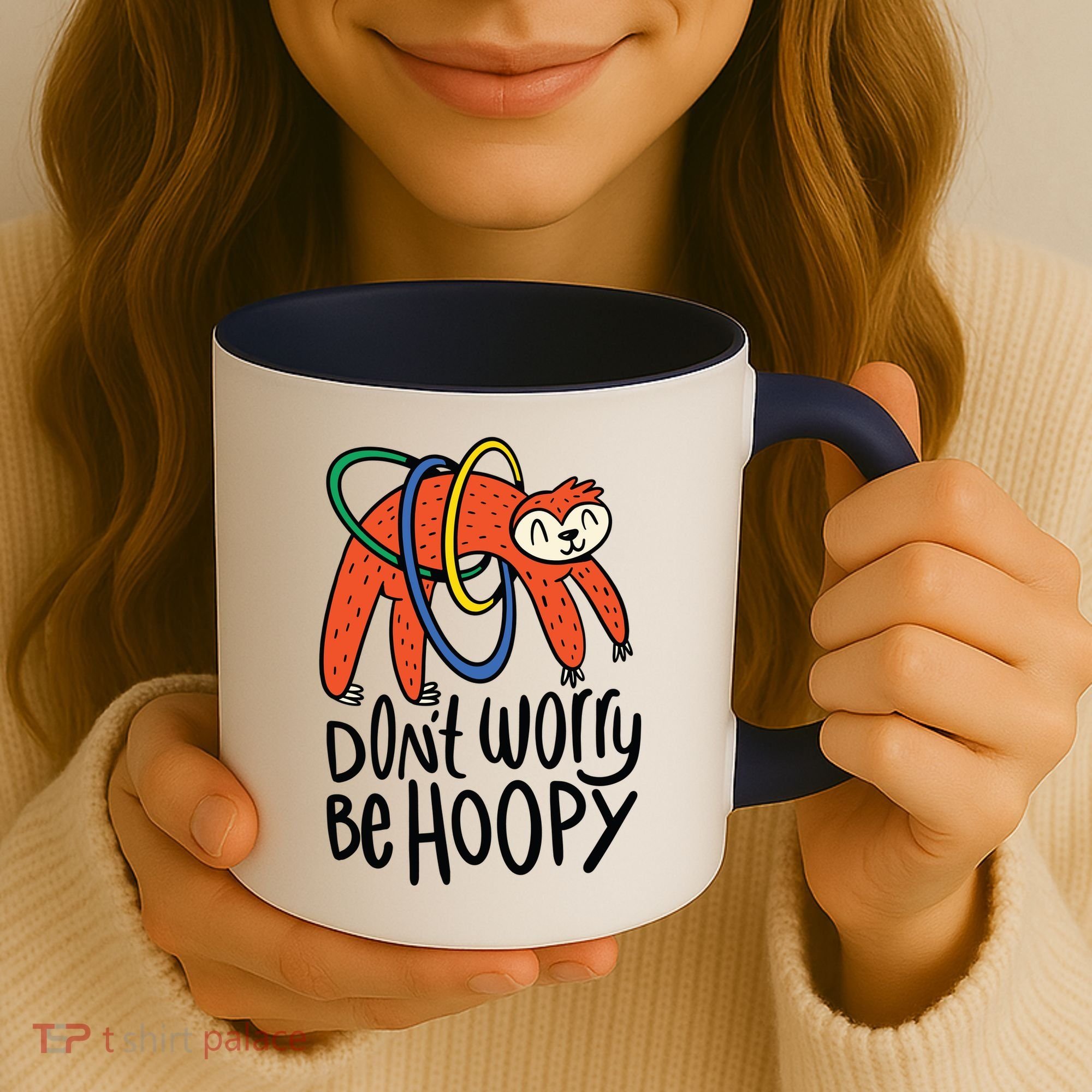Don't Worry Be Hoopy Sloth Coffee Mug