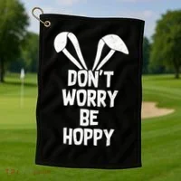 Don't Worry Be Hoppy Golf Towel thumb 1