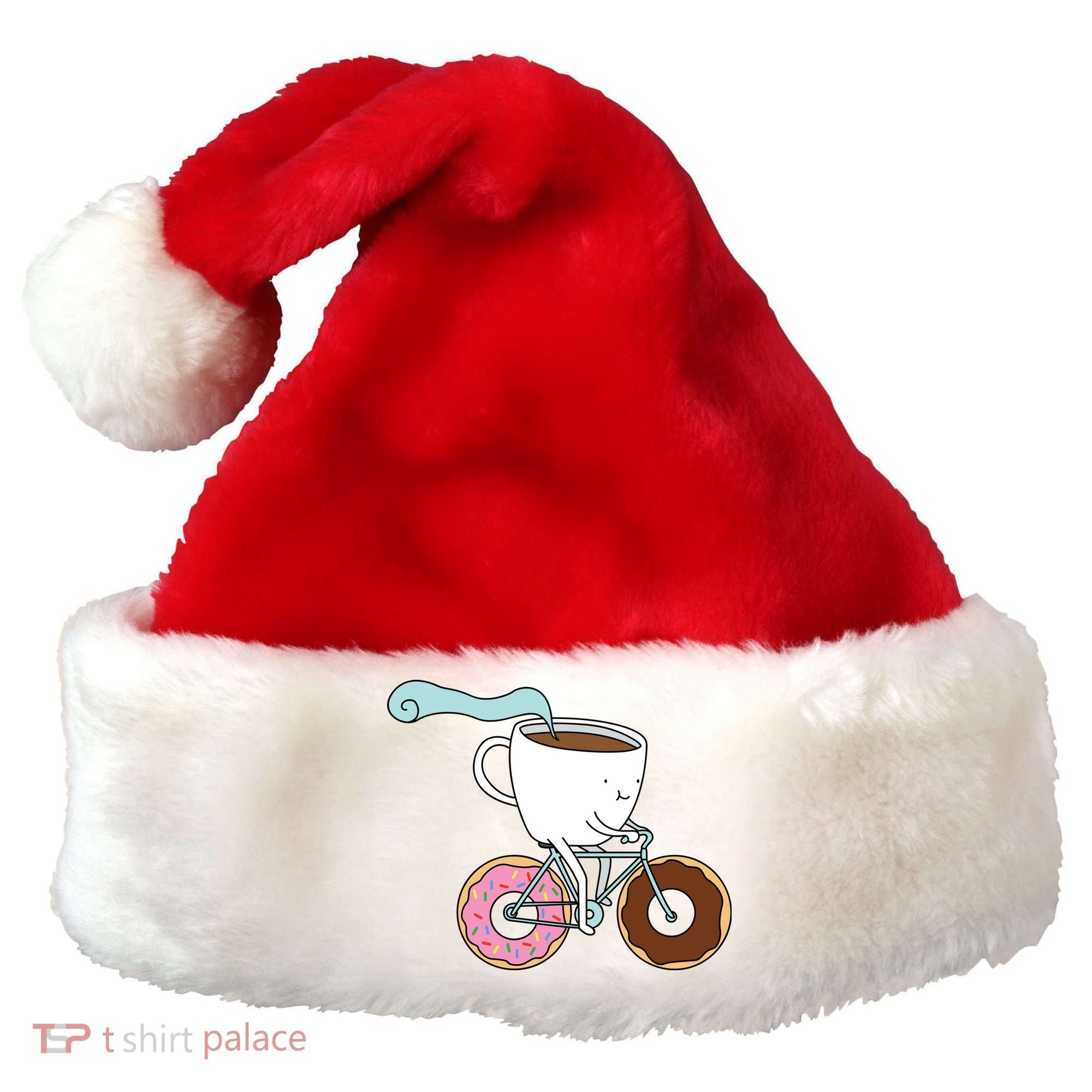 Donuts Coffee Bicycle  Santa Hat
