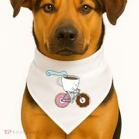 Donuts Coffee Bicycle  USA-Made Doggie Bandana thumb 1