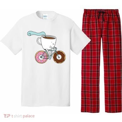 Donuts Coffee Bicycle  Pajama Set