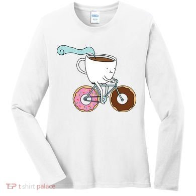 Donuts Coffee Bicycle  Women's Long Sleeve Shirt