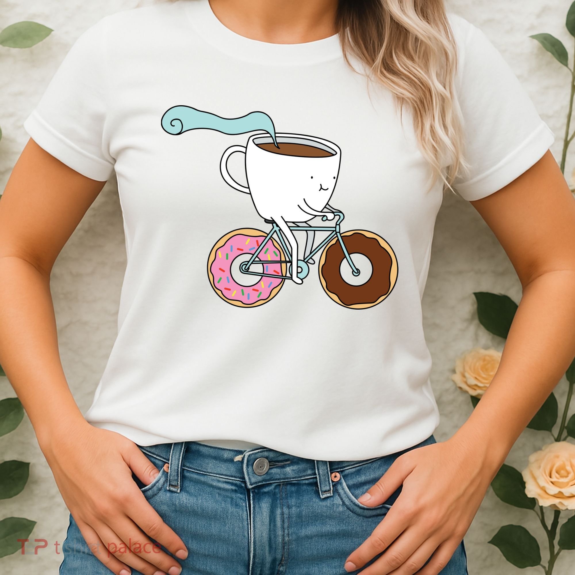 Donuts Coffee Bicycle  Women's T-Shirt