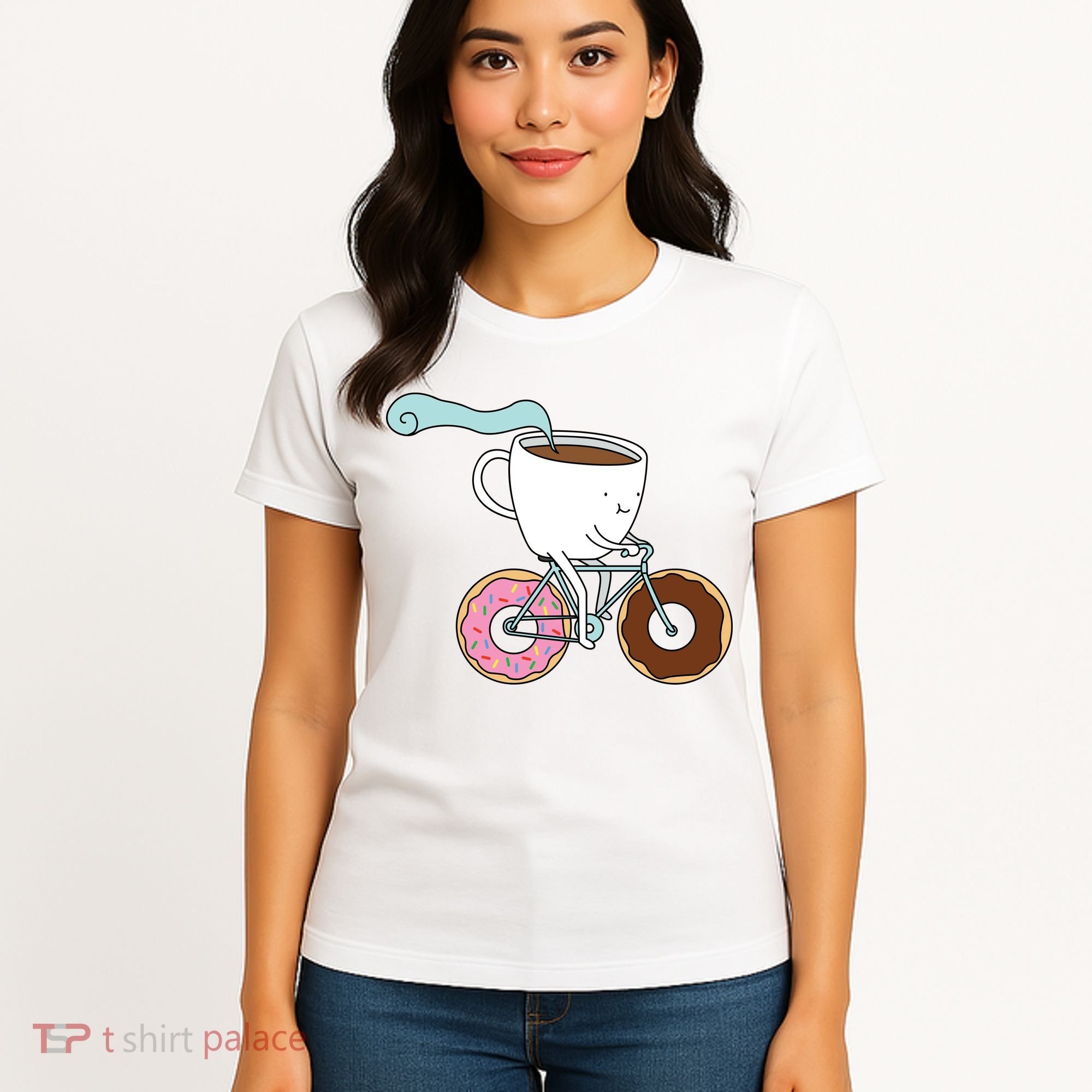 Donuts Coffee Bicycle  Women's T-Shirt