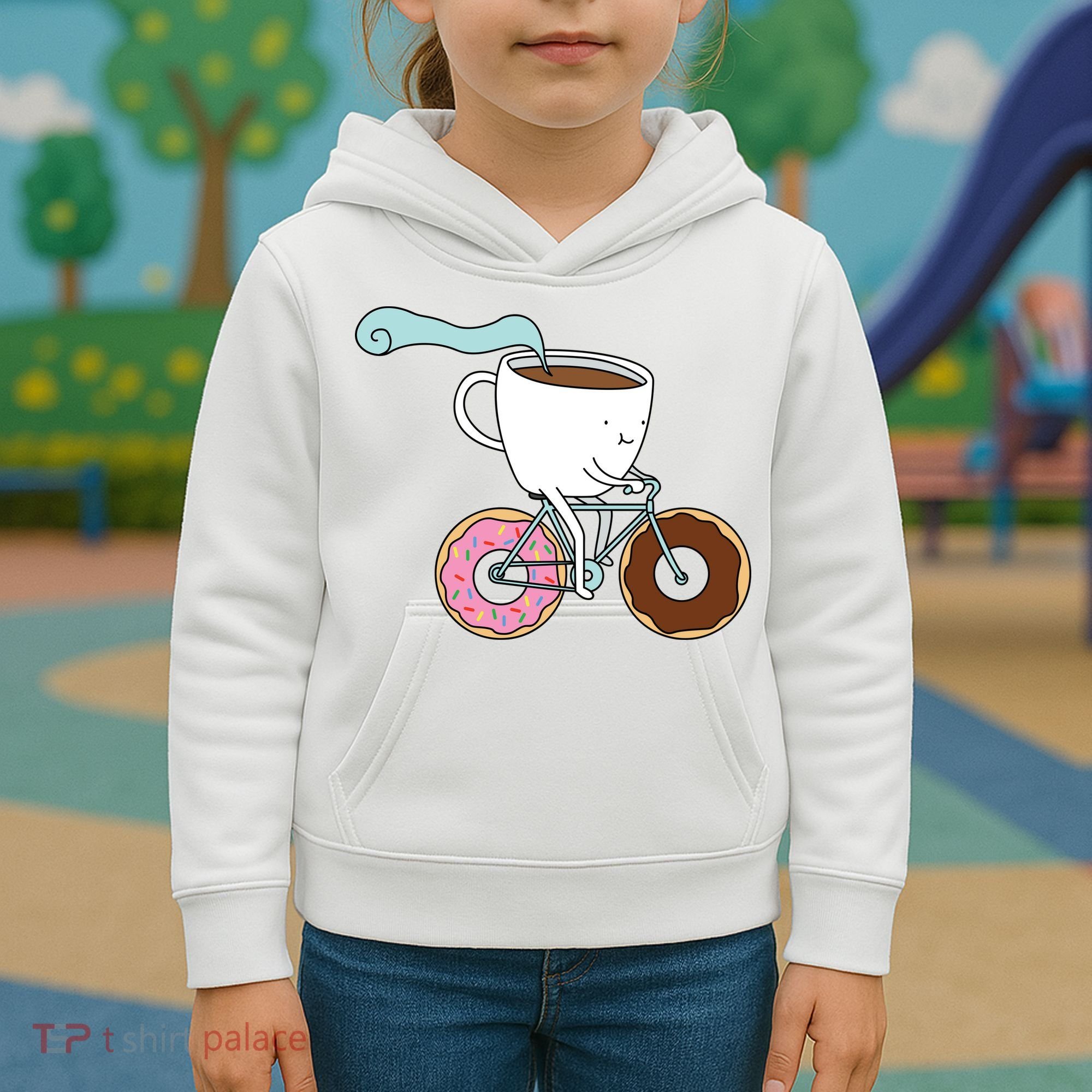 Donuts Coffee Bicycle  Kids Hoodie