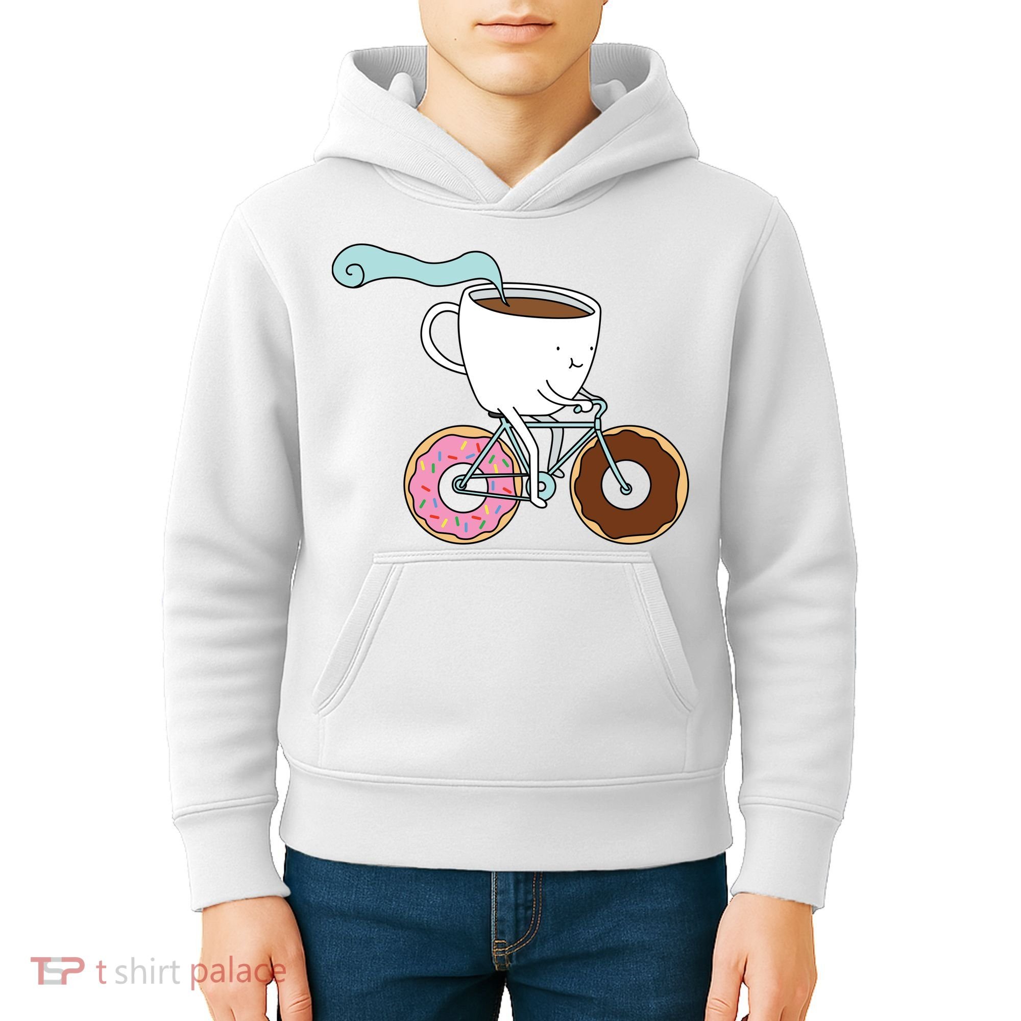Donuts Coffee Bicycle  Kids Hoodie