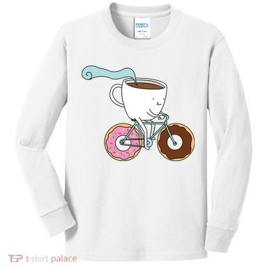 Donuts Coffee Bicycle  Kids Long Sleeve Shirt