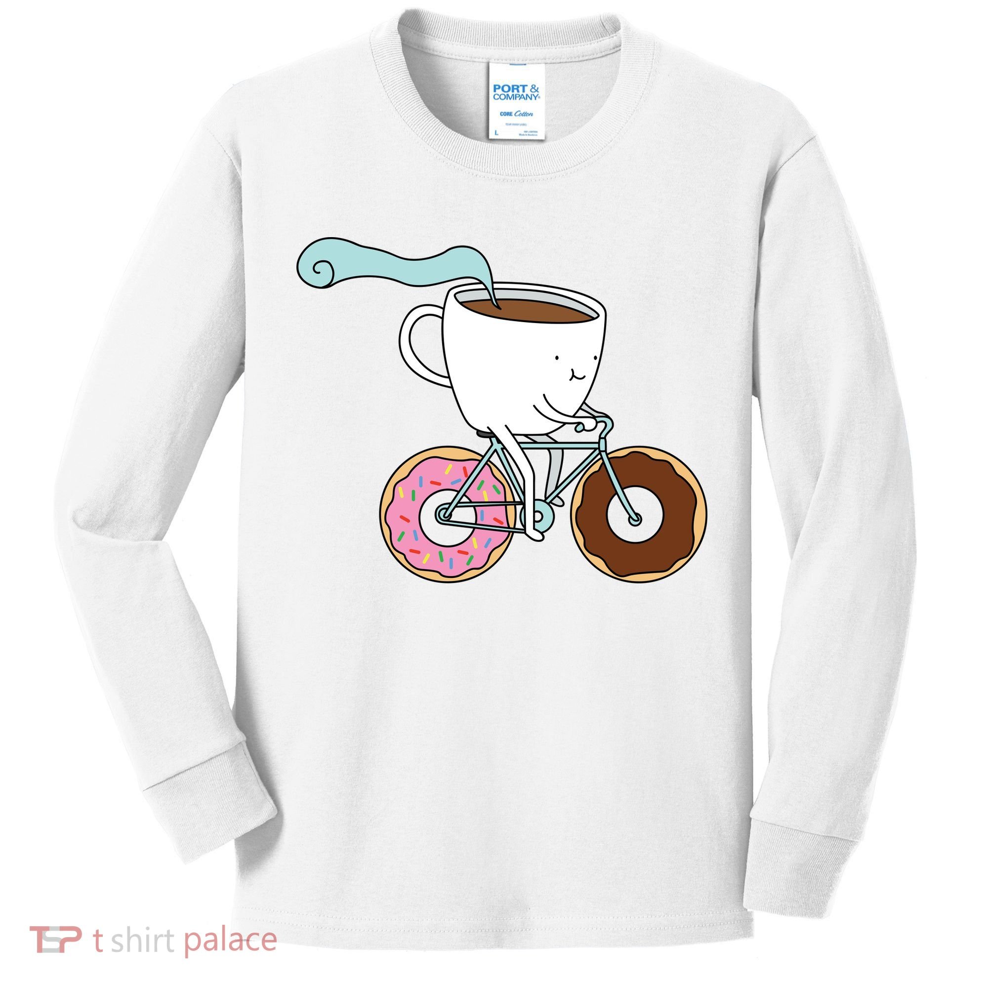Donuts Coffee Bicycle  Kids Long Sleeve Shirt