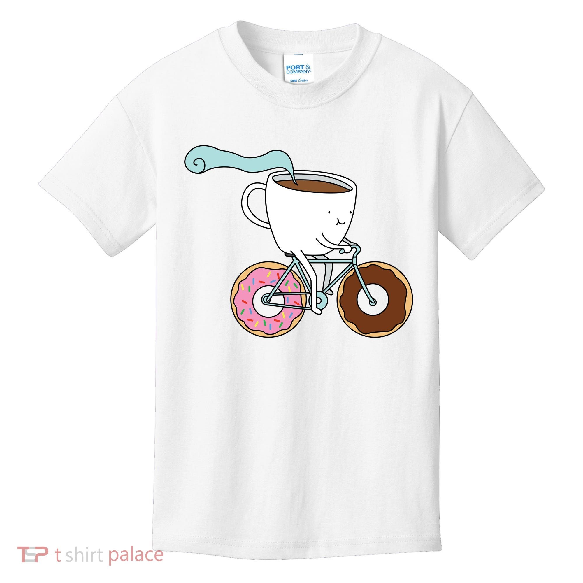 Donuts Coffee Bicycle  Kids T-Shirt