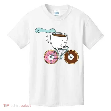 Donuts Coffee Bicycle  Kids T-Shirt