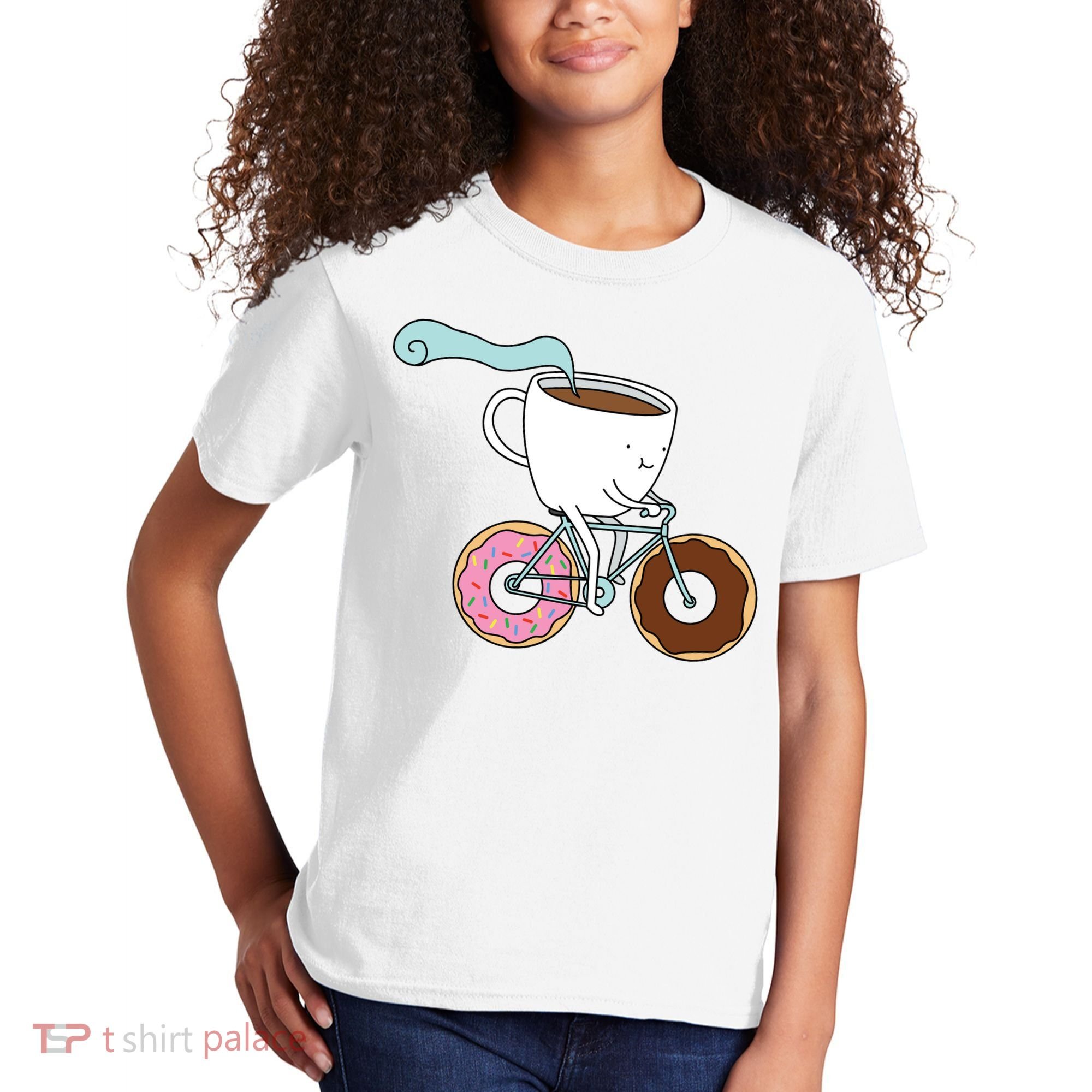 Donuts Coffee Bicycle  Kids T-Shirt
