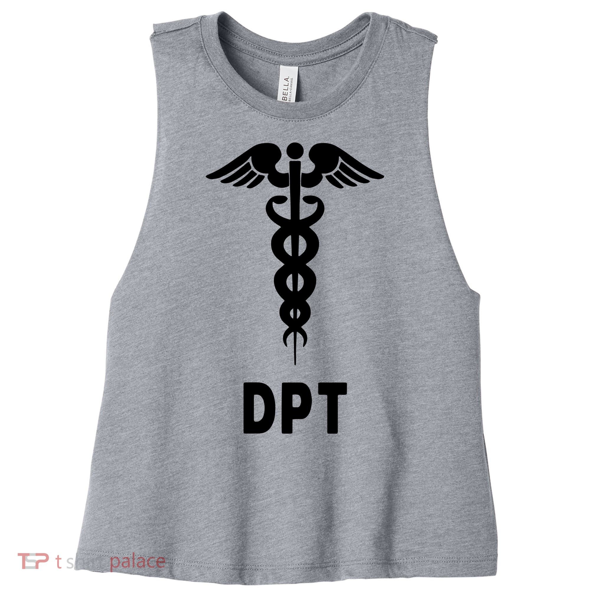 Doctor Of Physical Therapy DPT Caduceus Symbol Gifts Women's Racerback Cropped Tank