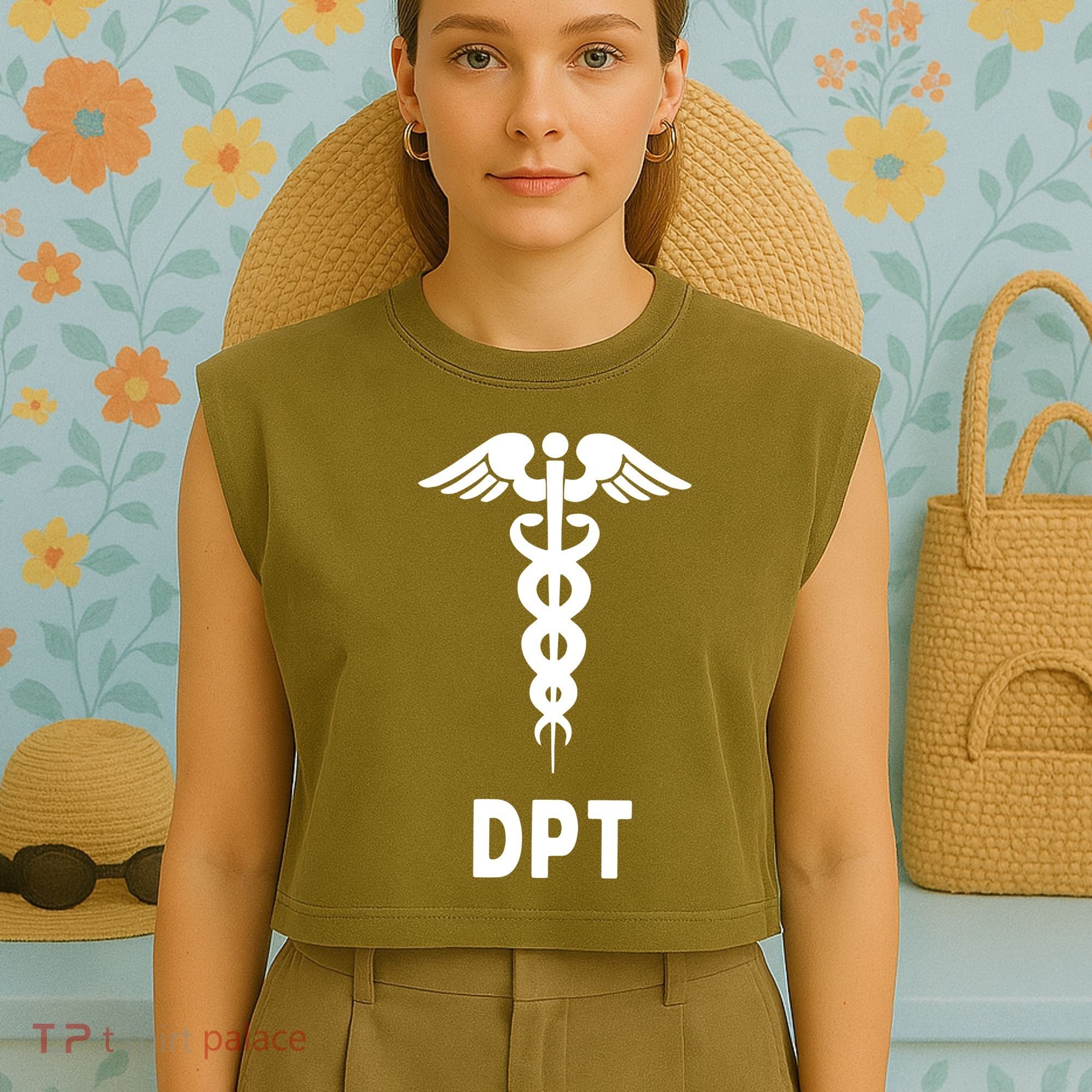 Doctor Of Physical Therapy DPT Caduceus Symbol Gifts Garment-Dyed Women's Muscle Tee