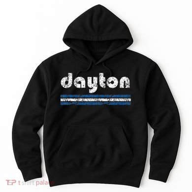 Dayton Ohio Retro Three Stripe Weathered Hoodie