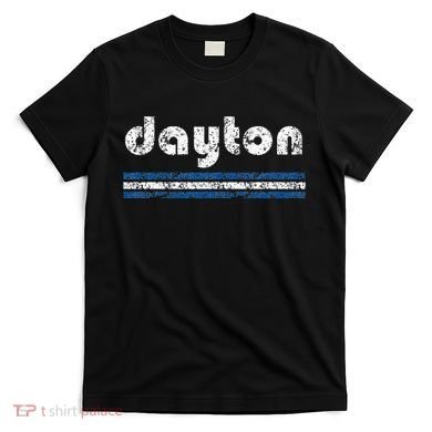 Dayton Ohio Retro Three Stripe Weathered T-Shirt